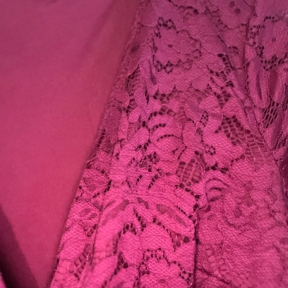 BloomChic cranberry cocktail dress lace bodice size 12 maxi dressy formal - Picture 8 of 12